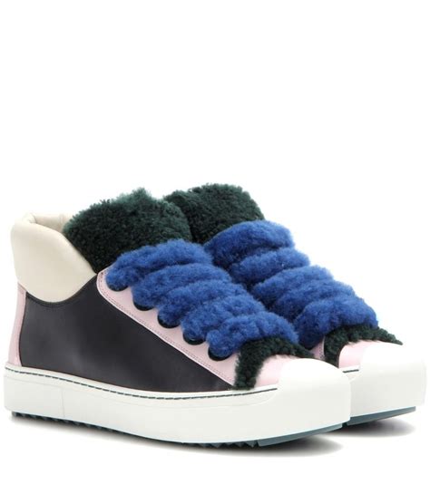 fendi sock shoes yellow|Fendi shearling trimmed sneakers.